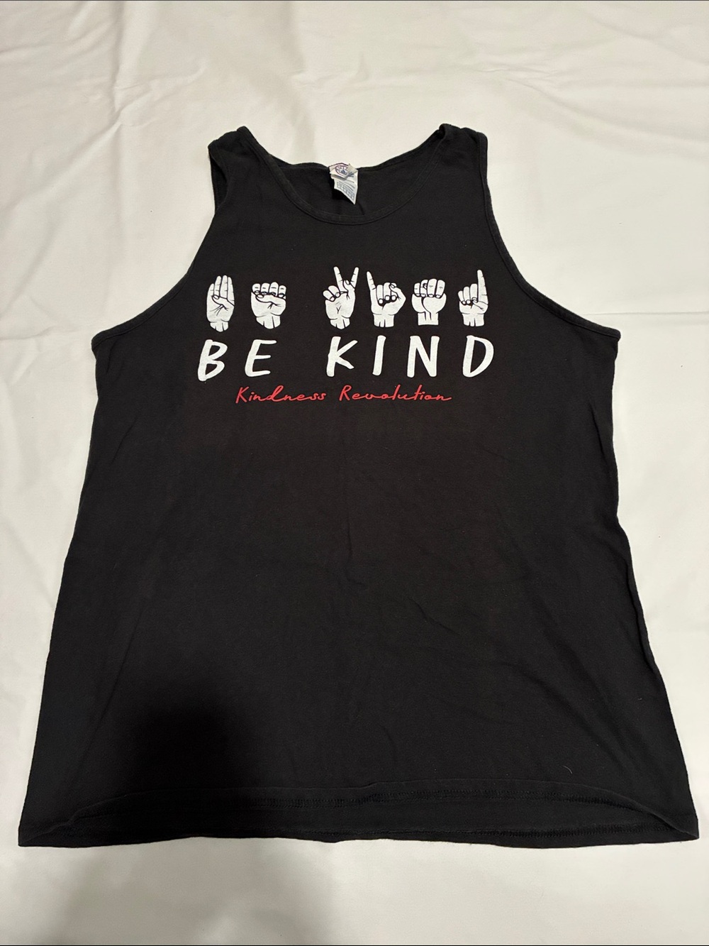 Be Kind Sign Language Black Tank Top Size L Kindness Revolution